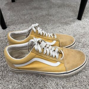 Yellow and White suede vans old skool